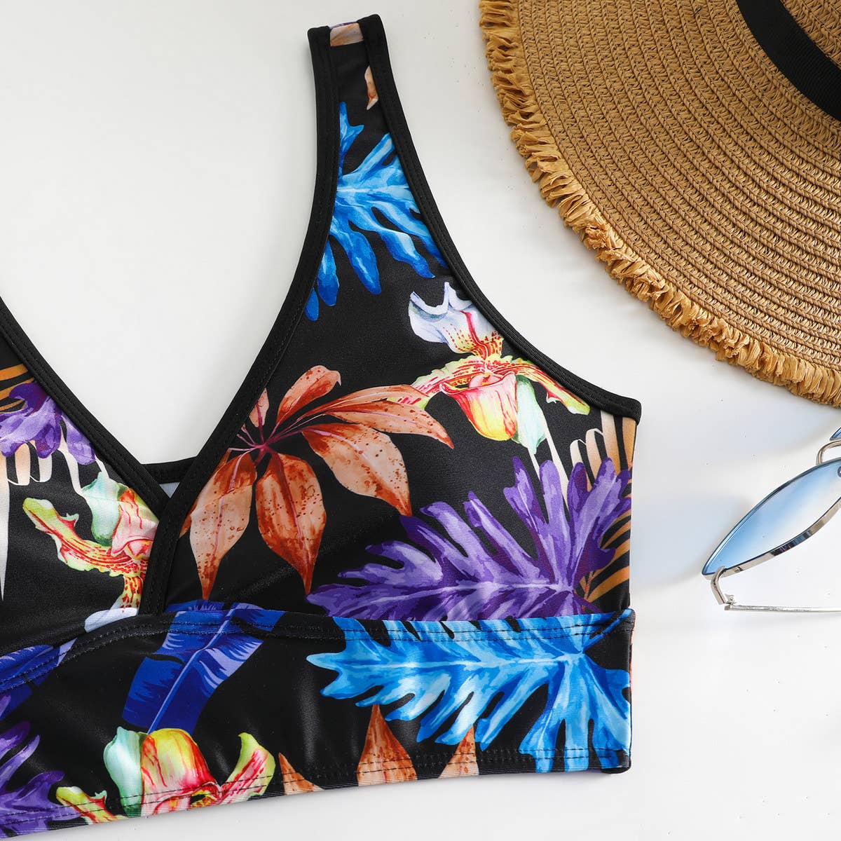 PRINTED DEEP V BIKINI TWO PIECE SWIMSUIT_CWMW0315