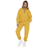 Solid-Color Zipper Sweatshirt And Sweatpants Set