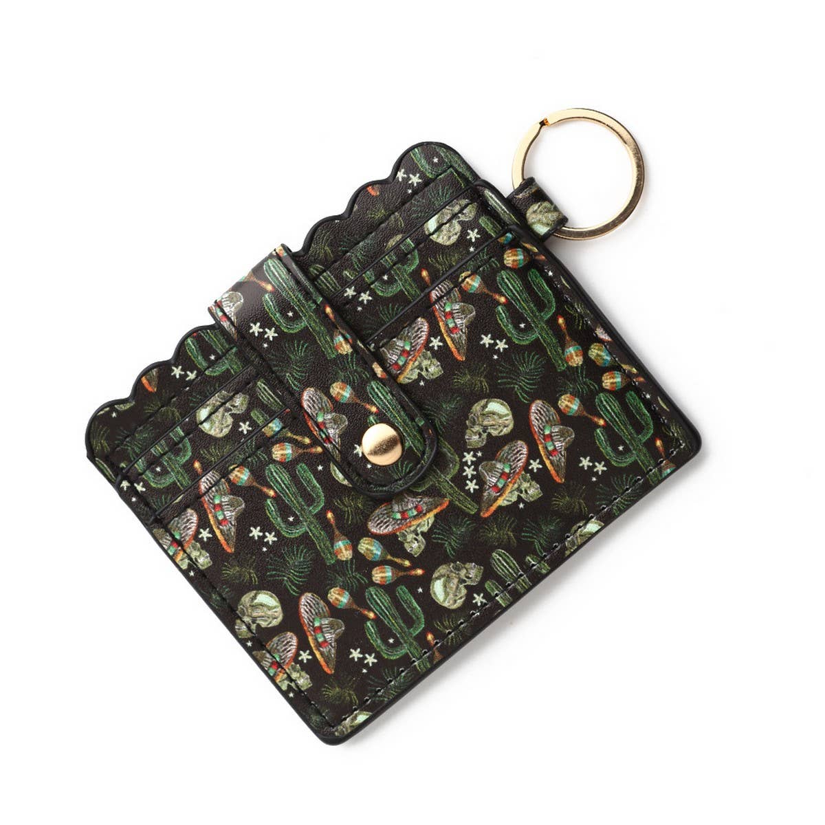 PU LEATHER CARD HOLDER WITH KEYCHAIN ID SLOT_CWAB4938