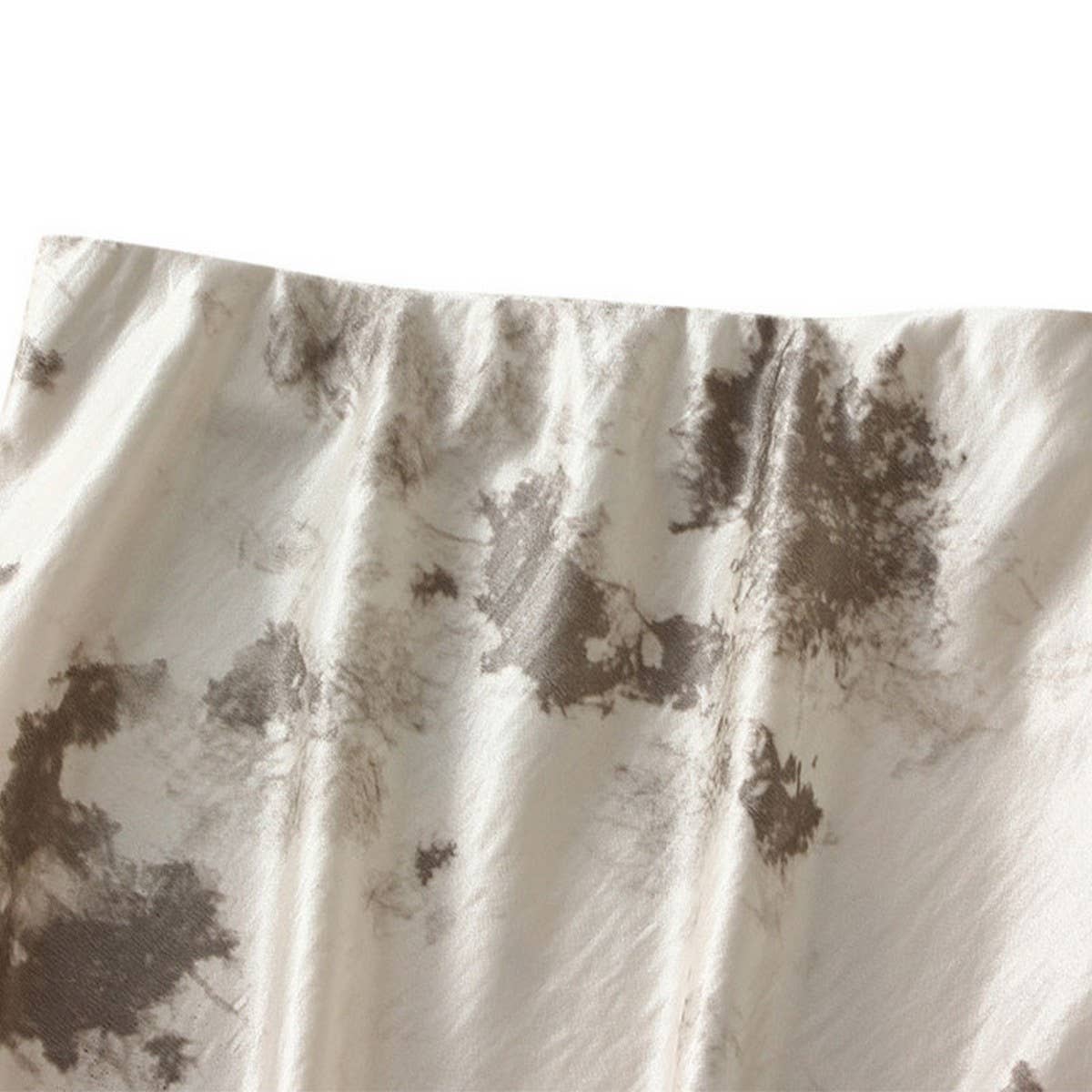 Tie-Dye Satin Print Fishtail Midi Skirt_Cwbms0386