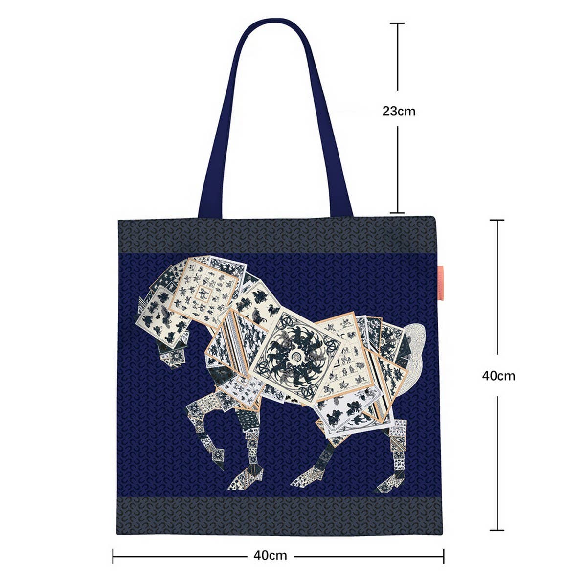 LARGE CANVAS TOTE WITH HORSE POKER DESIGN_CWAB5134