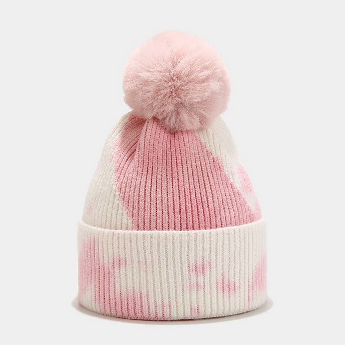 NEW TIE DYE POM POM KNITTED HAT_CWAH1619