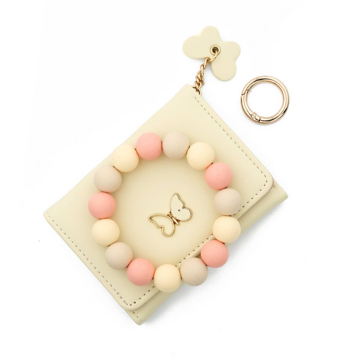 BUTTERFLY CARD HOLDER WALLET WITH KEYCHAIN BRACELET_CWAB4949