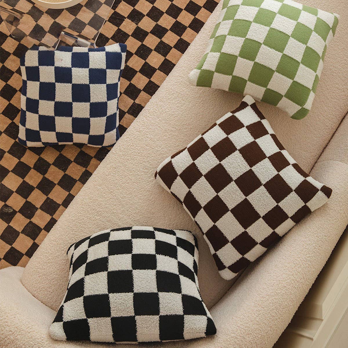 PLAID SIMPLE STYLE KNITTED PILLOW CAR CUSHION_CWMM2375