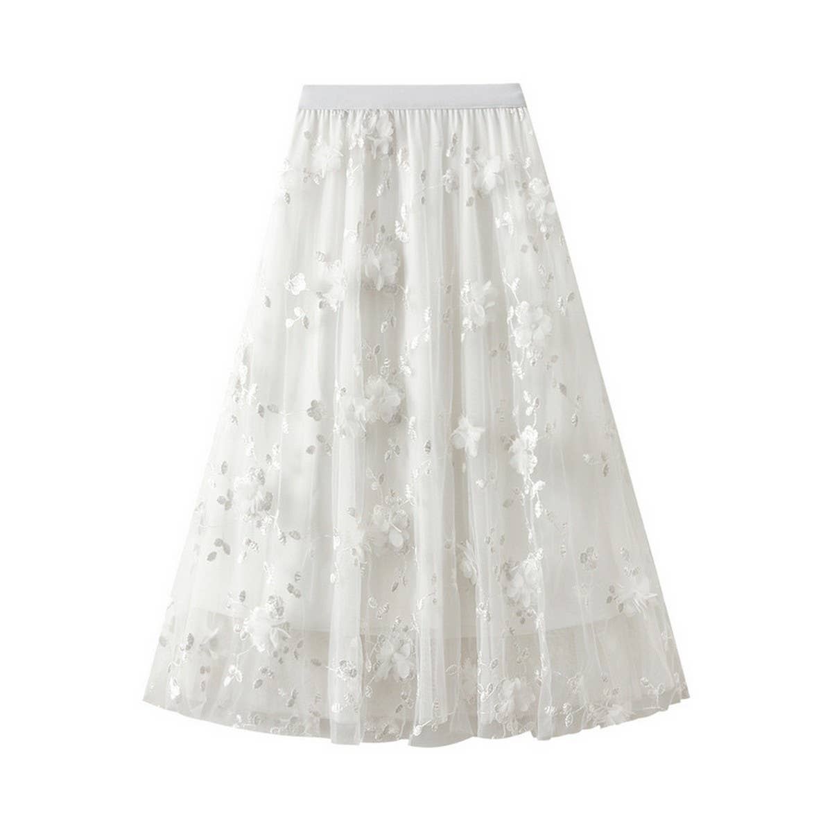 EMBROIDERED TULLE A LINE MAXI SKIRT PLUS SIZE_CWBMS0370