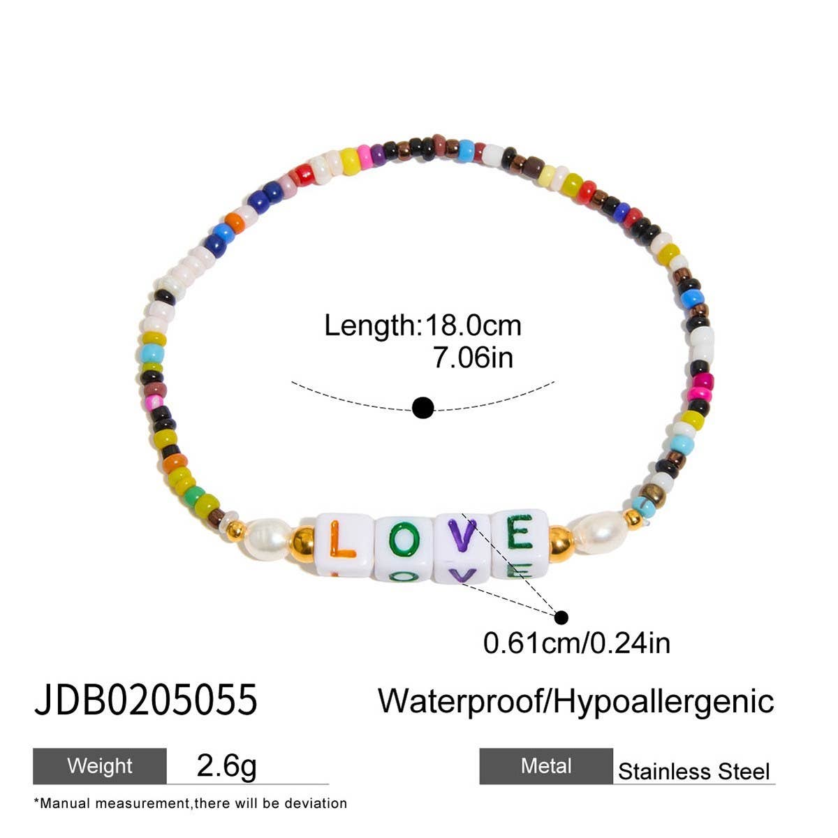 ROMANTIC COLORFUL RESIN LETTER BEAD BRACELET_CWAJE4811