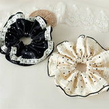 Lace Polka Dot Satin Scrunchie Hair Tie_Cwaha07669