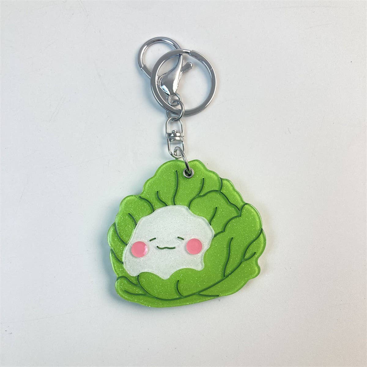 CUTE CABBAGE SLIDE MIRROR KEYCHAIN ACRYLIC GIFT_CWMM6371