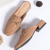 Versatile Mid-Heel Round Head Rivets Mules