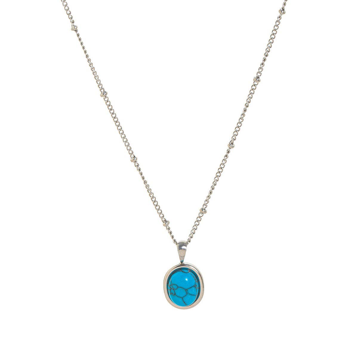 STAINLESS STEEL FASHION NATURAL TURQUOISE NECKLACE_CWMM5699