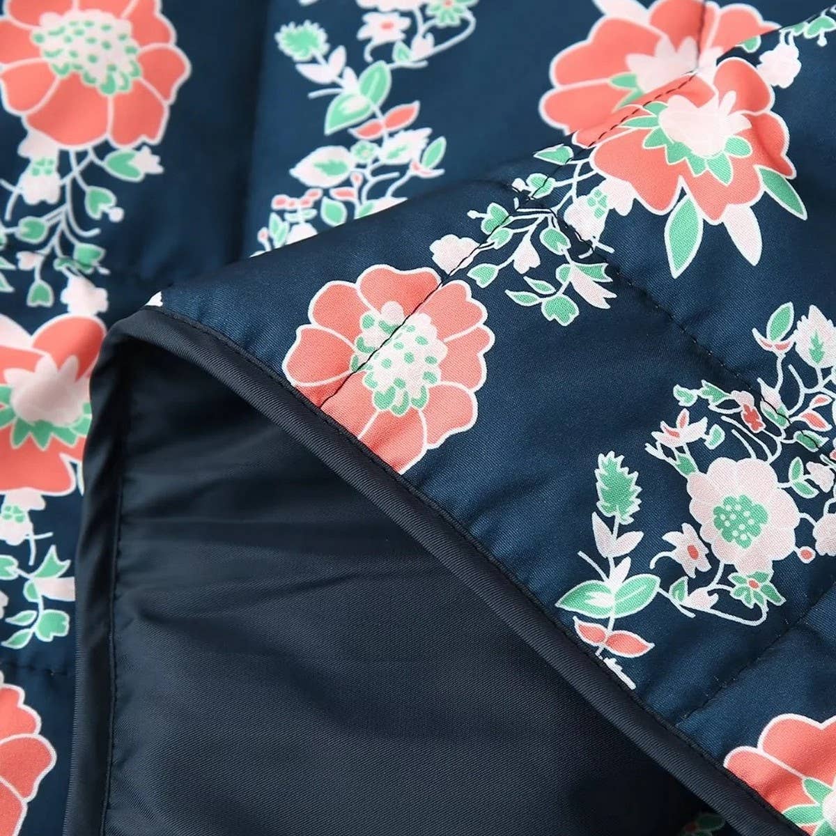 STAND COLLAR FLORAL PRINT LOOSE QUILTED JACKET_CWOJA1560