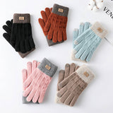 Women Warm And Cold Knitted Gloves_Cwag0030