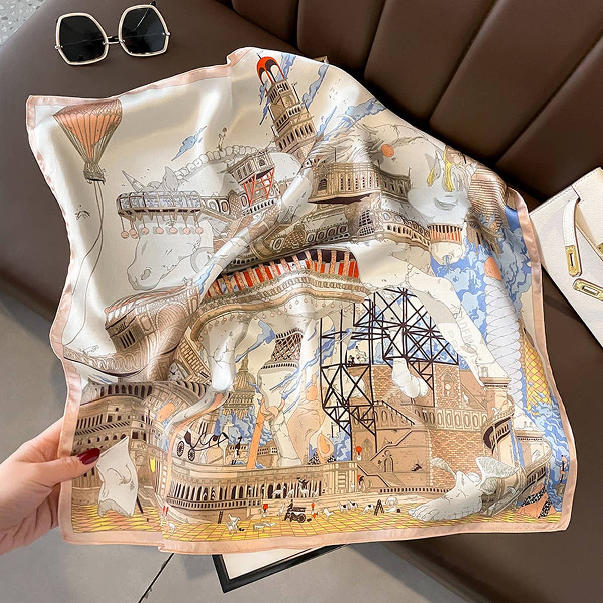 French Vintage Silk Square Scarf - Neck Accessory_Cwasc0609