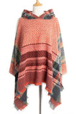 PLAID PATTERN FASHION HOODED CAPE_CWASC0018