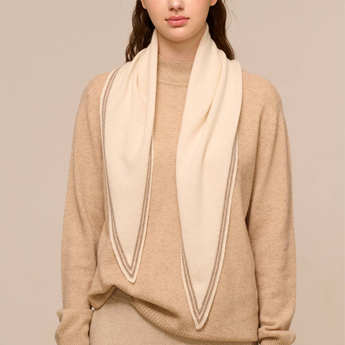 LIGHTWEIGHT KNIT WRAP SOFT TRIANGLE NECK SCARF_CWASC2704