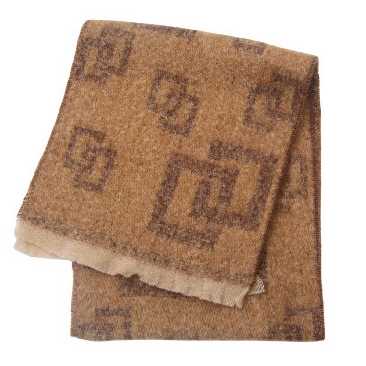 GREEK KEY JACQUARD SCARF FRINGE WINTER WRAP_CWASC0868