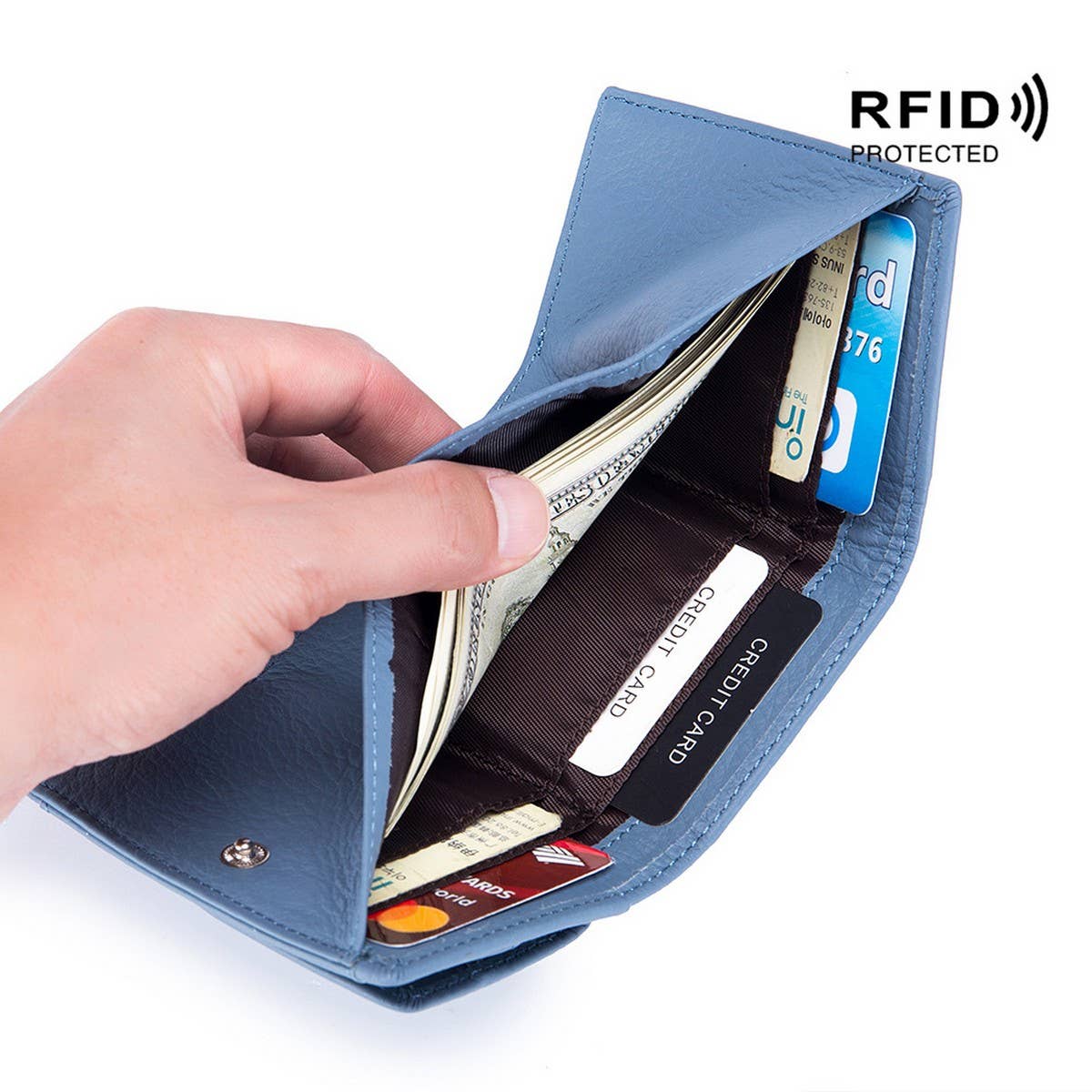 SHORT RFID COIN POCKET WALLET MINI LEATHER WALLET_CWAB3700
