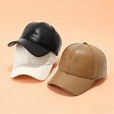 Pu Leather Baseball Cap For Men Vintage Style_Cwah04654