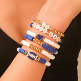 FOOTBALL HANDMADE SOFT CLAY LETTER BRACELET SET_CWMM3534