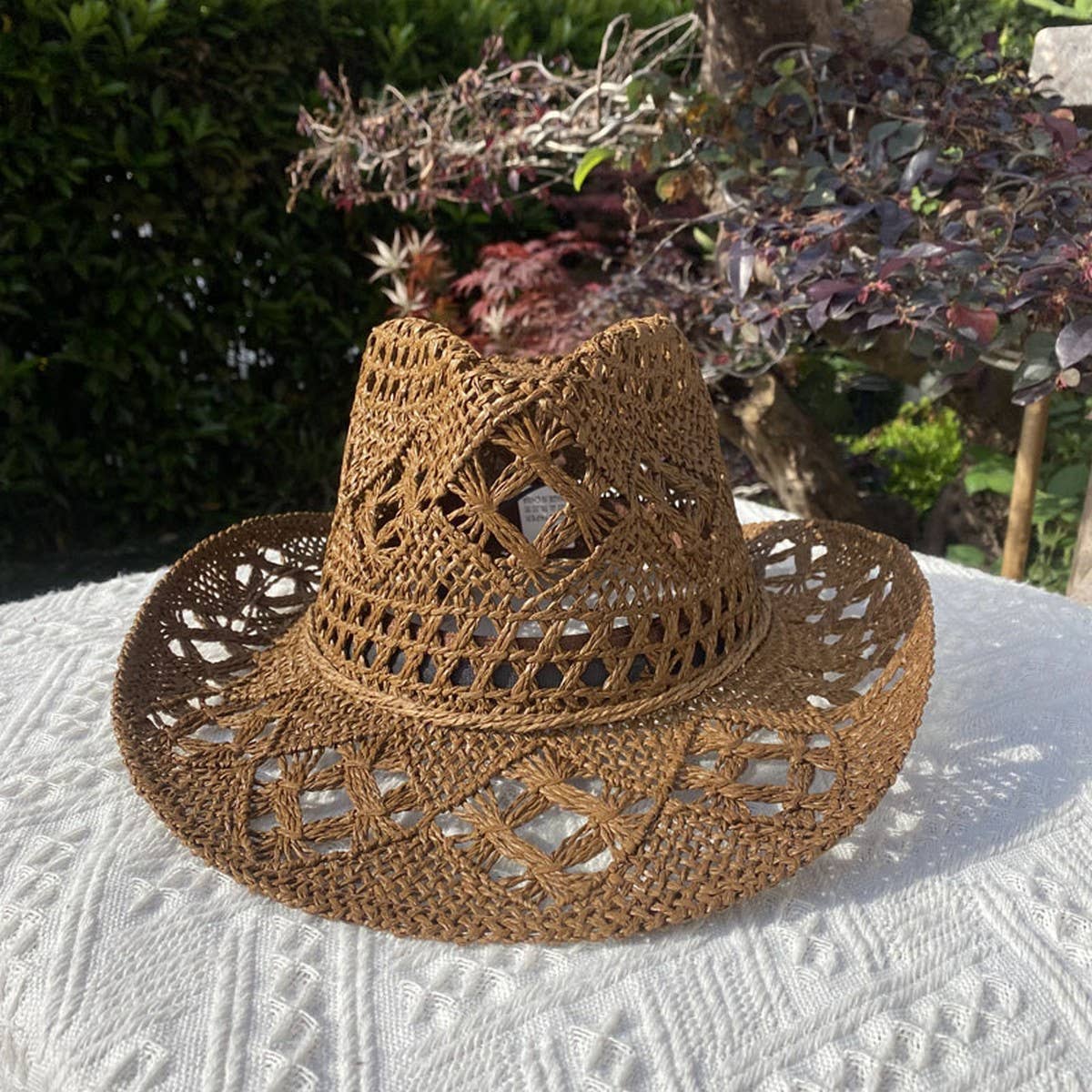 RETRO FLAT TOP SUNSHADE WOVEN STRAW HAT FOR WOMEN_CWAH3397