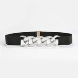 SILVER GOLD CHAIN BLACK STRETCH BELT_CWABE0191