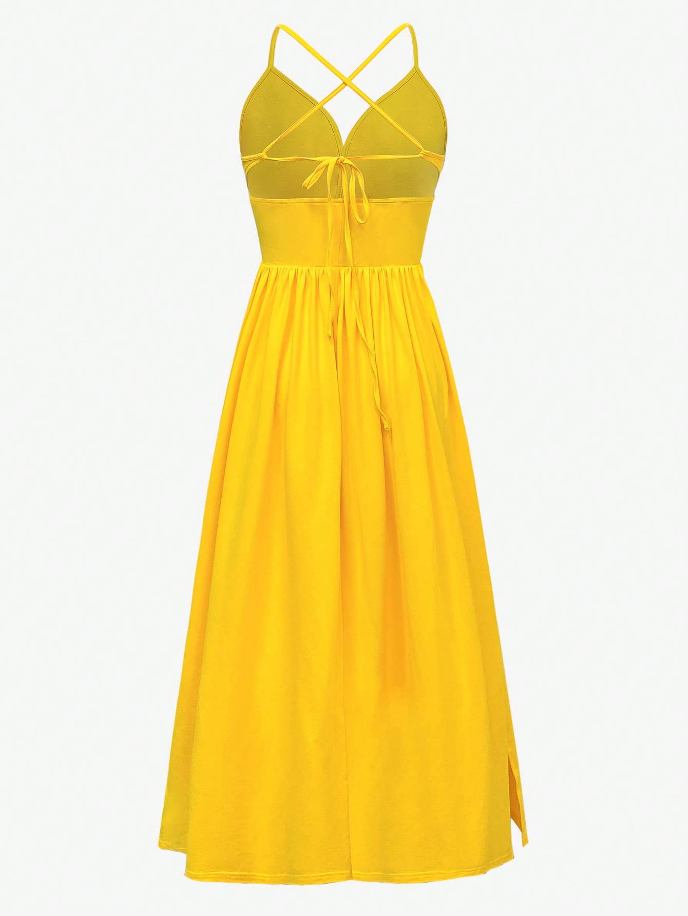 Womens Elegant V-Neck Split Maxi Dress