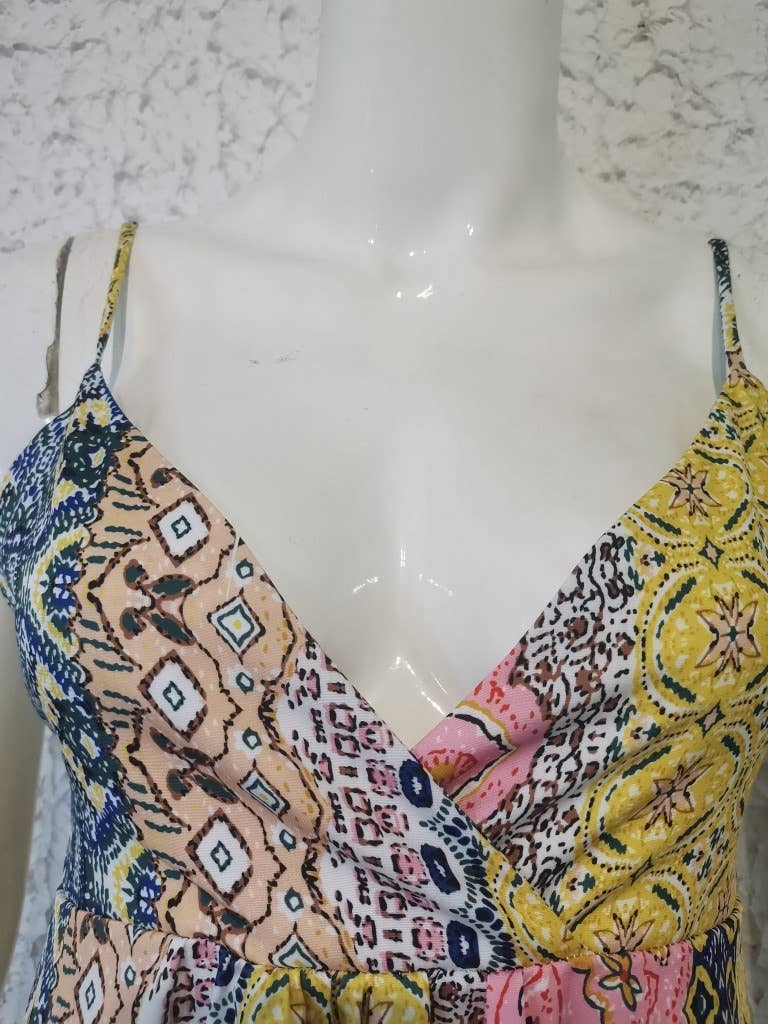 V-Neck Halter Halter Print Dress