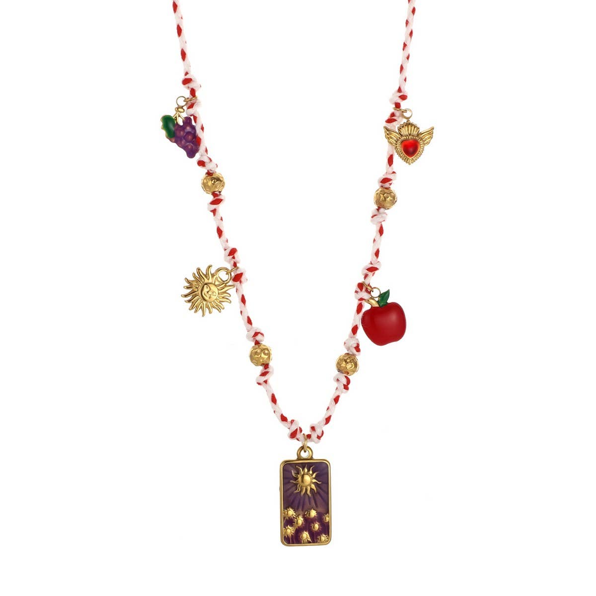 STYLISH WOVEN ROPE NECKLACE WITH STEEL PENDANT_CWMM8827