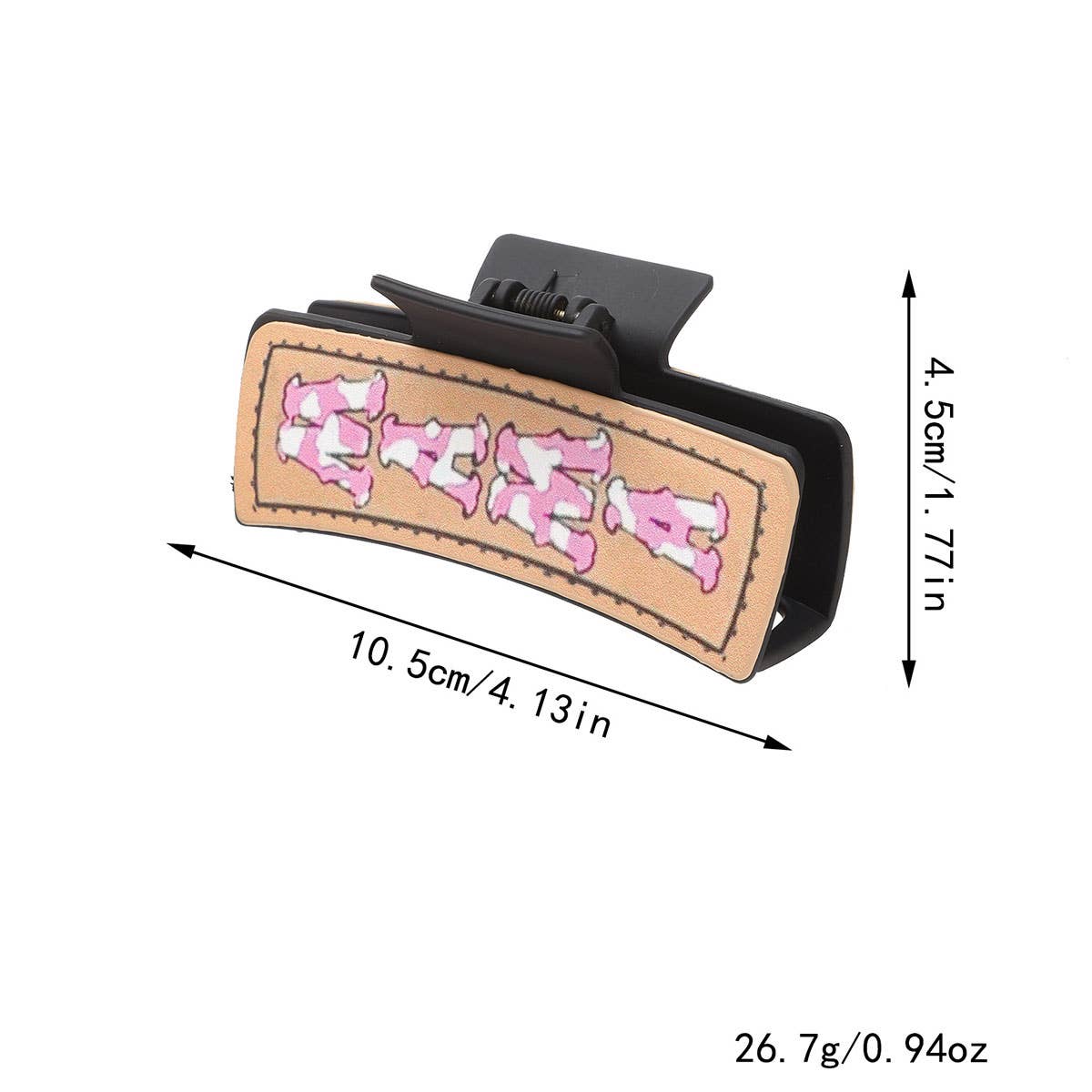 Western Cactus Sunflower Hair Claw Leather Clip_Cwasc1610