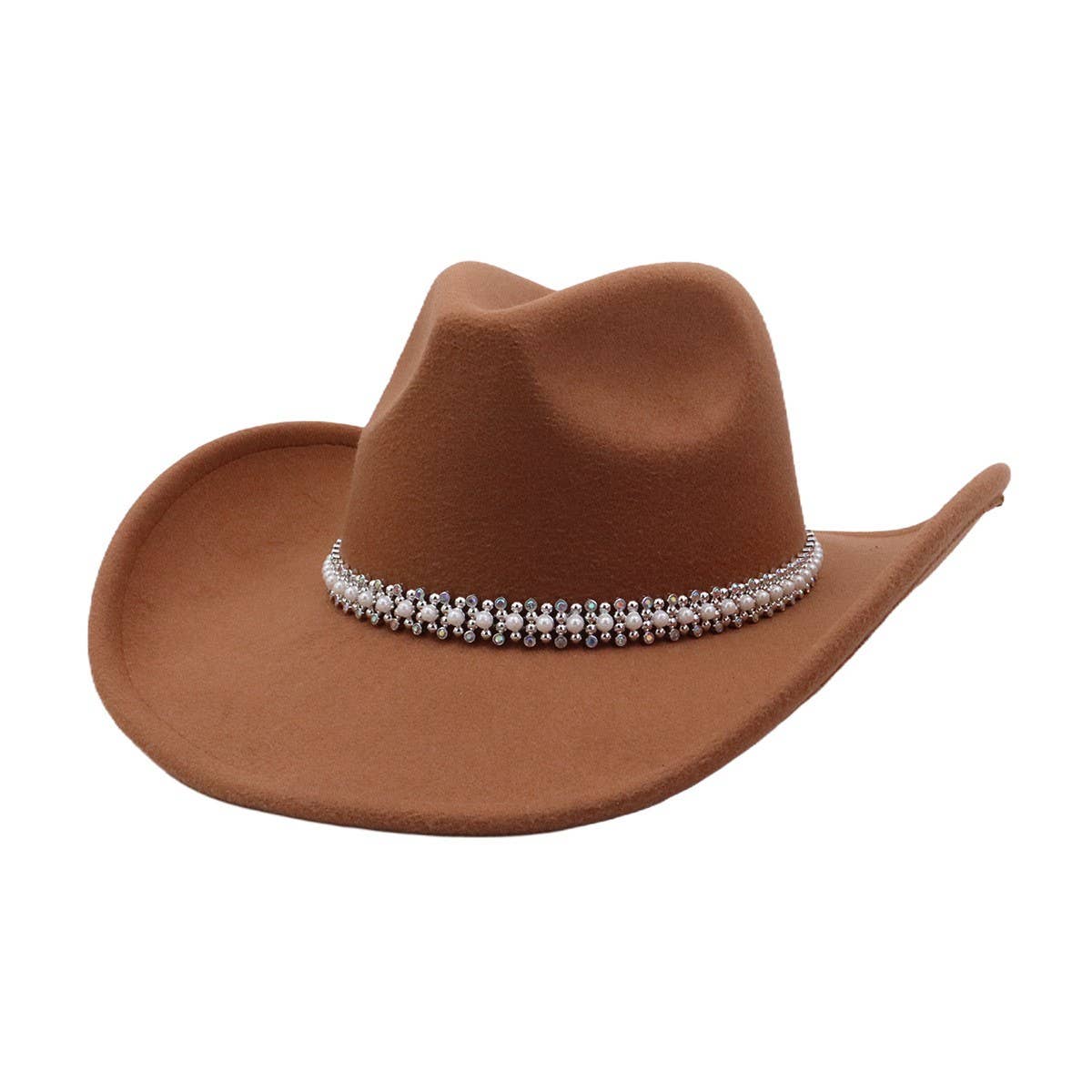 Western Ethnic Felt Cowboy Fedora Hat_Cwah04374