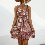 V-Neck Knotted Print Wrap Dress