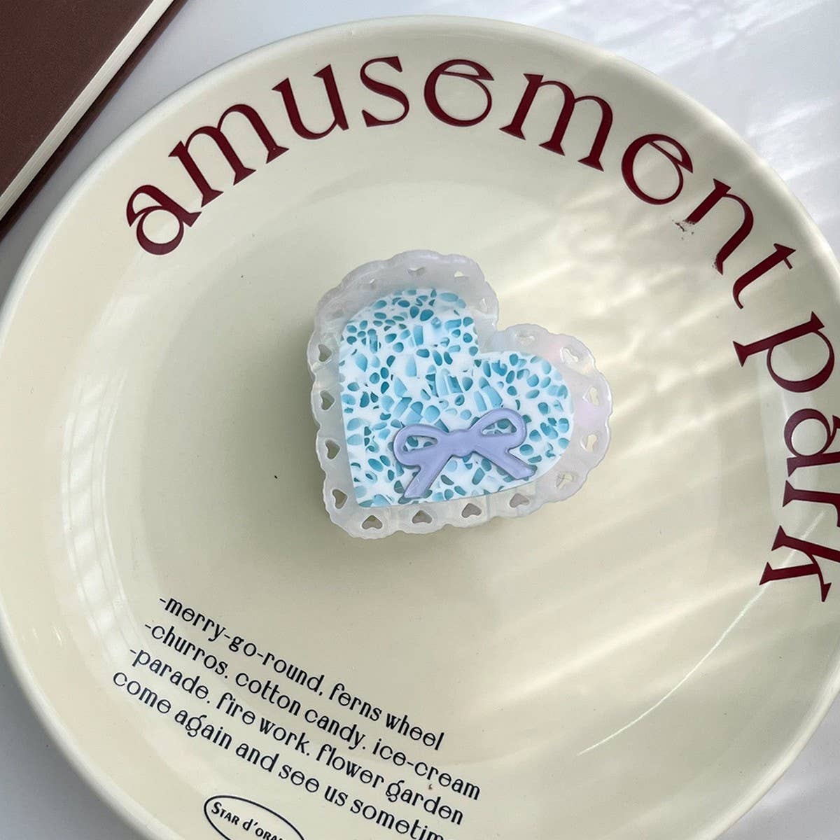 ELEGANT BOW ACETATE CLAW CUTE HOLLOW HEART CLIP_CWAHA5910