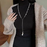 HIGH END ALL MATCH NATURAL PEARL SWEATER NECKLACE_CWAJE3893