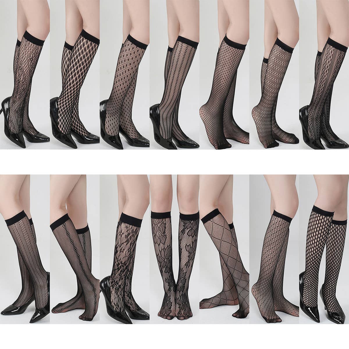 Women Fishnet Ultra Thin Stay Up Knee High Socks_Cwms0232