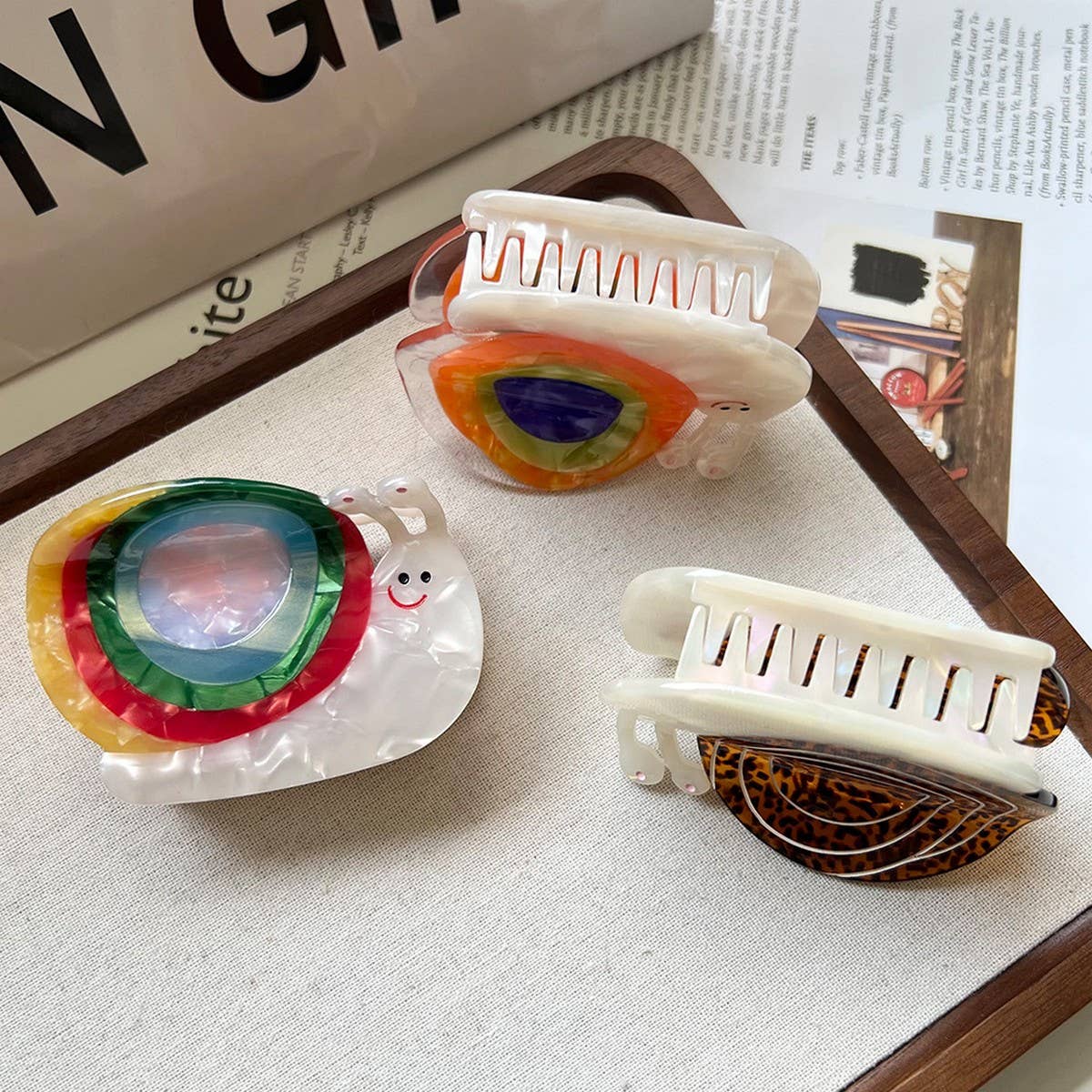 COLORFUL SNAIL ACETATE CLAW CLIP ELEGANT CARTOON_CWAHA5839