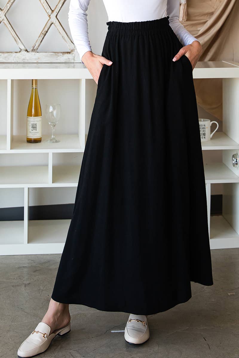 Solid Color High Waist Drop Long Slit Skirt