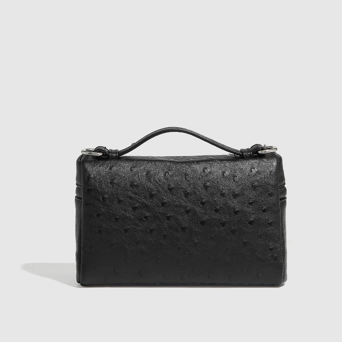 CHIC OSTRICH GRAIN CHAIN SHOULDER VANITY BAG_CWAB5722