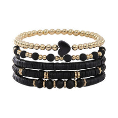 SOFT CLAY ELASTIC CORD HEART BRACELET SET_CWMM3519