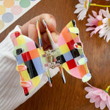 COLORFUL PLAID PVC HAIR CLAW BUTTERFLY COLOR BLOCK_CWAHA1592