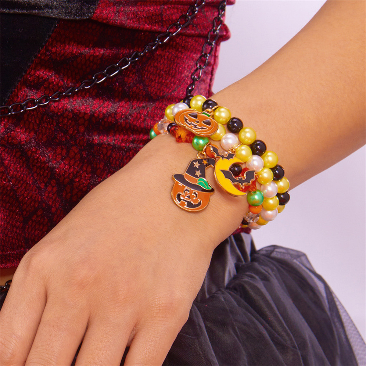 Christmas Beaded Stretch Bracelet Set Women_Cwaje05639