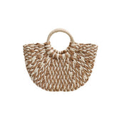 HALF ROUND SHOULDER BEACH TOTE STRAW BAG_CWAB1868