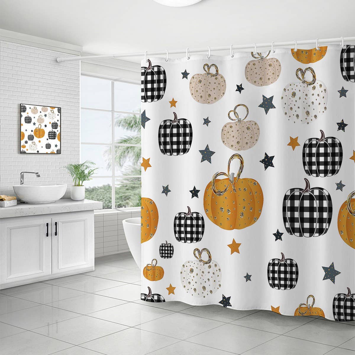 HARVEST PUMPKIN SERIES SHOWER CURTAIN_CWMM1802