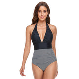 Womens Halter Backless One-Piece Swimsuit