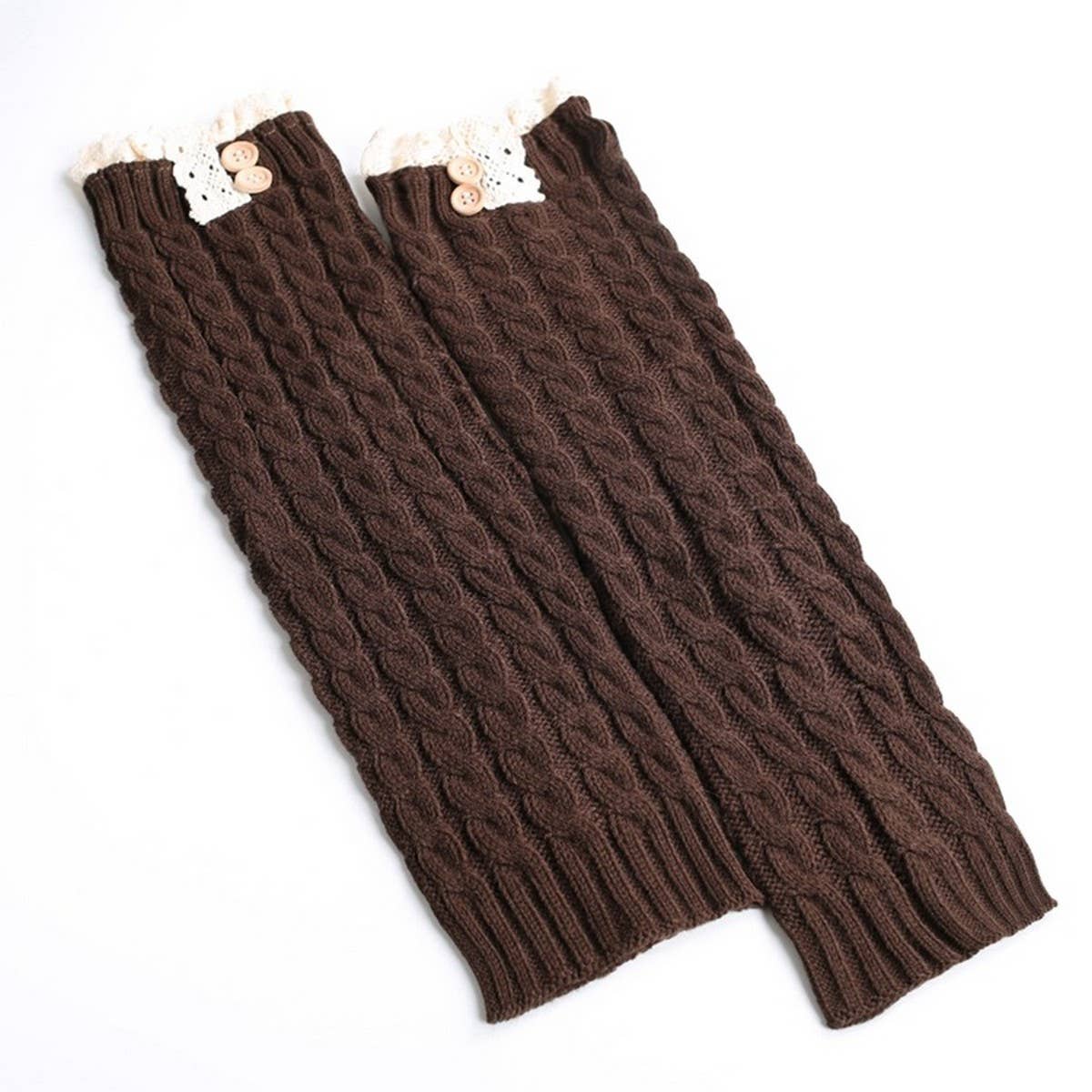 Warm Boot Covers Winter Lace Twist Button Socks_Cwms0758