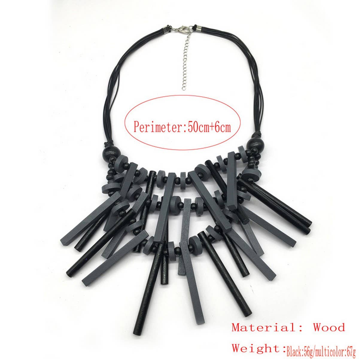 BOHEMIAN MULTI LAYERED WOODEN BEADS NECKLACE_CWMM4560