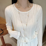 Womens All-Match High-End Pearl Sweater Necklace