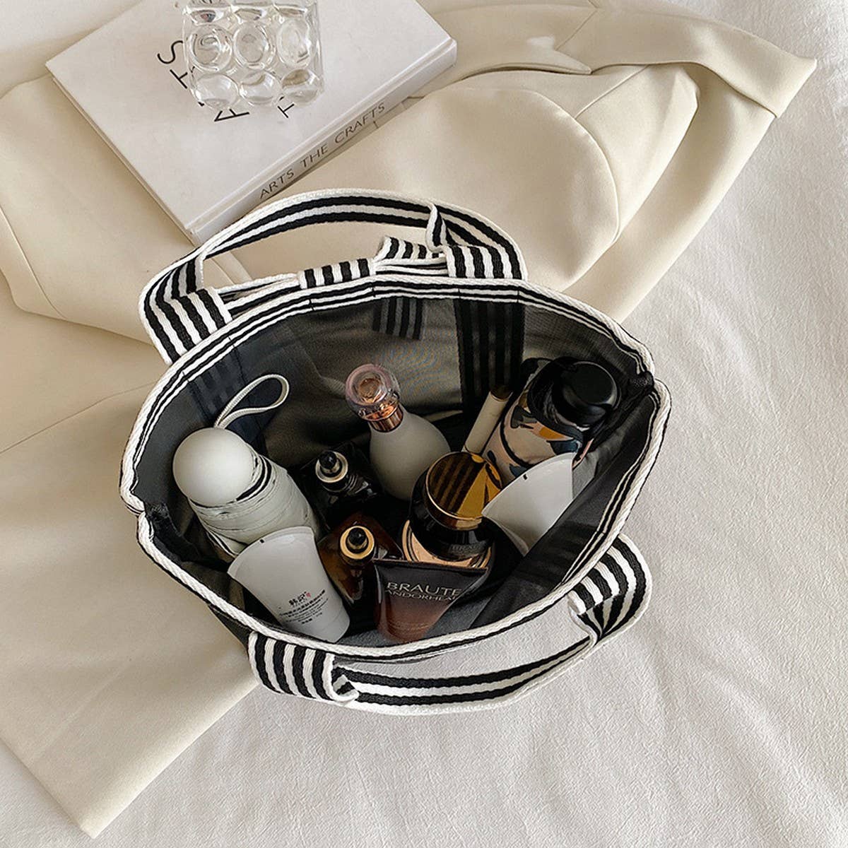 PORTABLE BOW LARGE CAPACITY MESH COSMETIC BAG_CWAB4456