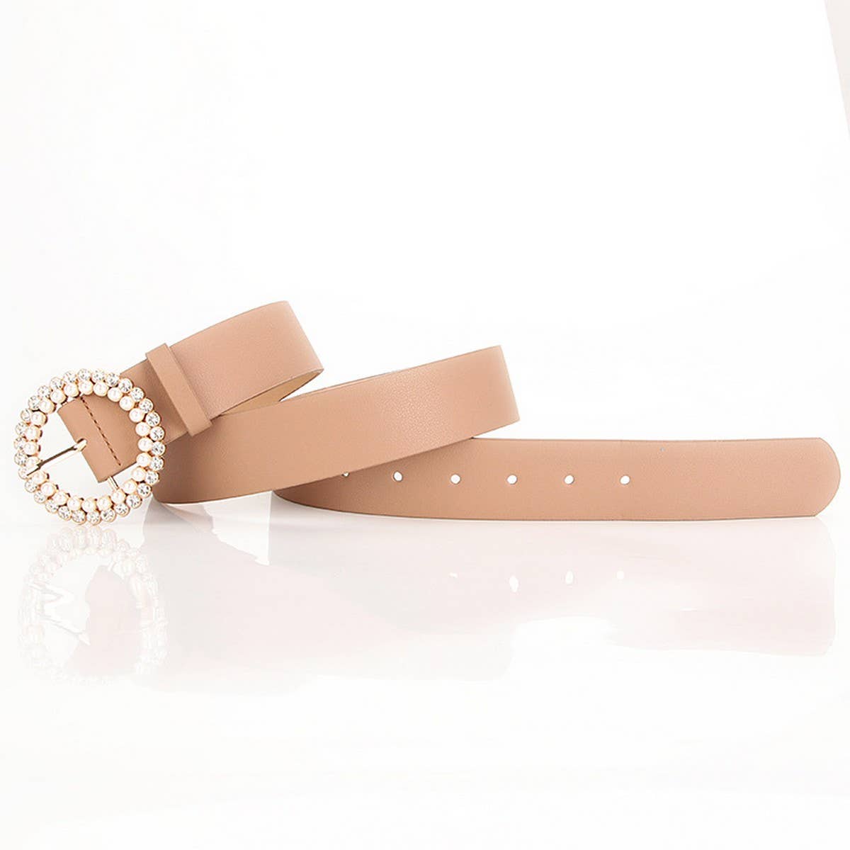 CLASSIC VINTAGE ROUND RHINESTONE PEARL BUCKLE BELT_CWABE0400
