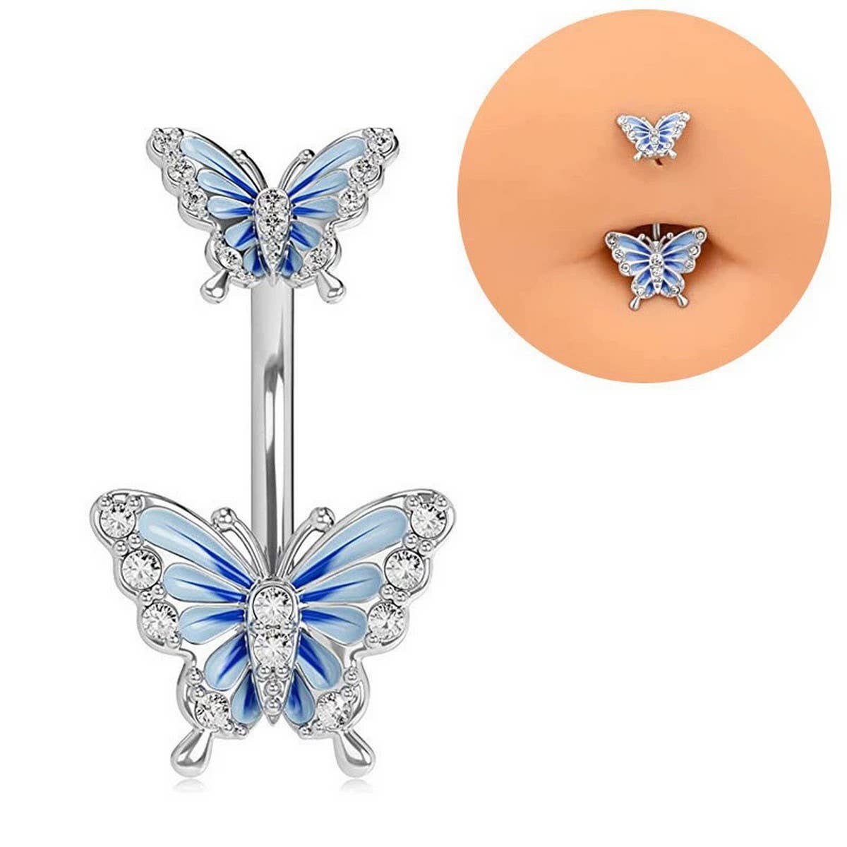 ENAMEL BUTTERFLY PIERCING SET BELLY EAR NOSE_CWMM9245