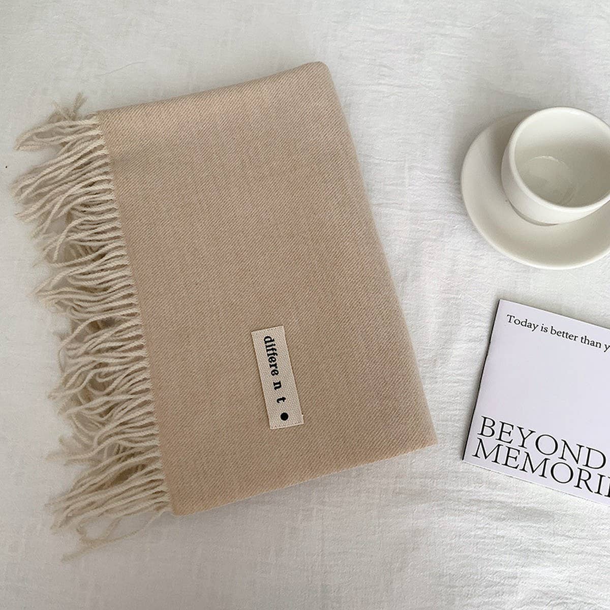 COLORBLOCK TASSEL SCARF THICK WRAP FOR STUDENTS_CWASC2281